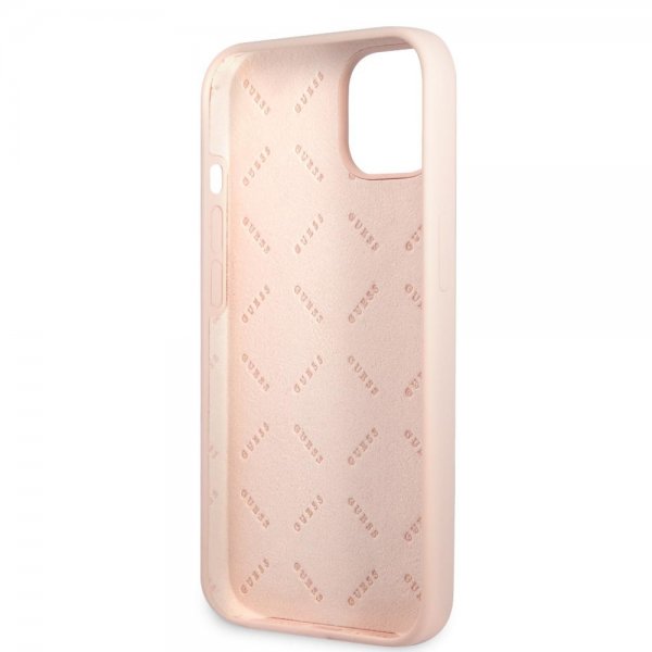 Guess iPhone 13 Kuori Silicone Metal Logo 4G Light Pink