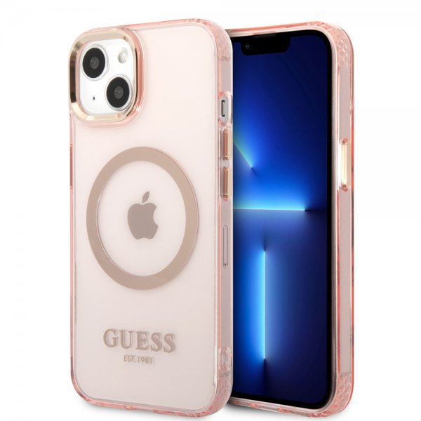 Guess iPhone 13 Kuori Translucent MagSafe Ruusu