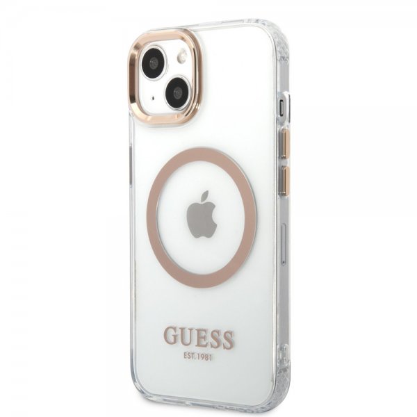 Guess iPhone 13 Kuori Läpinäkyvä MagSafe Kulta Läpinäkyvä