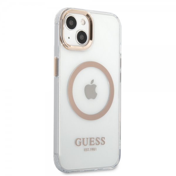 Guess iPhone 13 Kuori Läpinäkyvä MagSafe Kulta Läpinäkyvä