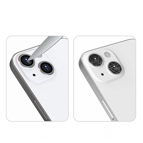 iPhone 13/13 Mini Kameranlinssuojus kehyksellä - Hopea