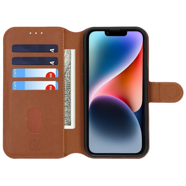 Rvelon iPhone 13/iPhone 14 Kotelo Magneettinen Irrotettava Kuori Ruskea