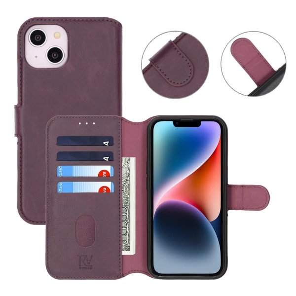 Rvelon iPhone 13/iPhone 14 -magneettikotelo, irrotettava kuori, violetti