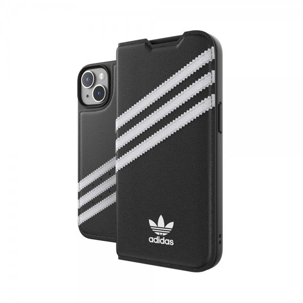 Adidas iPhone 14 -suojakotelo 3 Stripes Booklet Case, musta/valkoinen