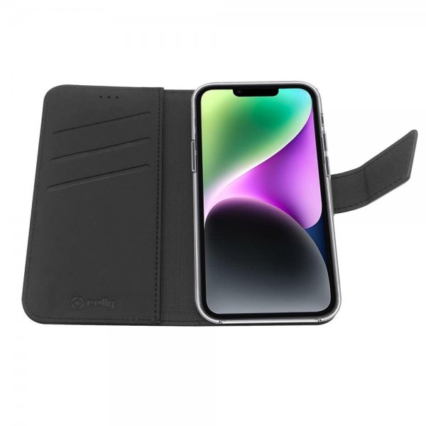 Celly iPhone 14 -suojakotelo Wally Wallet Case, musta