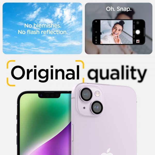 Spigen iPhone 14/iPhone 14 Plus kamerasuojalasi GLAS.tR EZ Fit Optik Pro violetti, 2 kpl