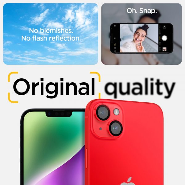 Spigen iPhone 14/iPhone 14 Plus Kamerasuojus GLAS.tR EZ Fit Optik Pro Punainen 2-pakkaus