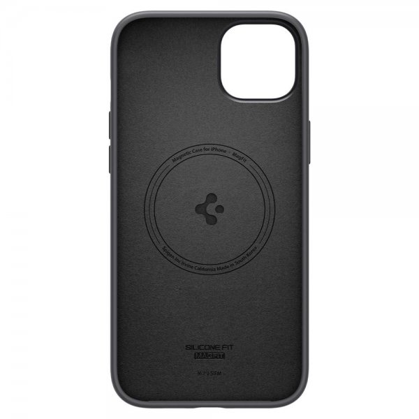 Spigen iPhone 14 Plus Silicone Fit MagFit -kuori, musta