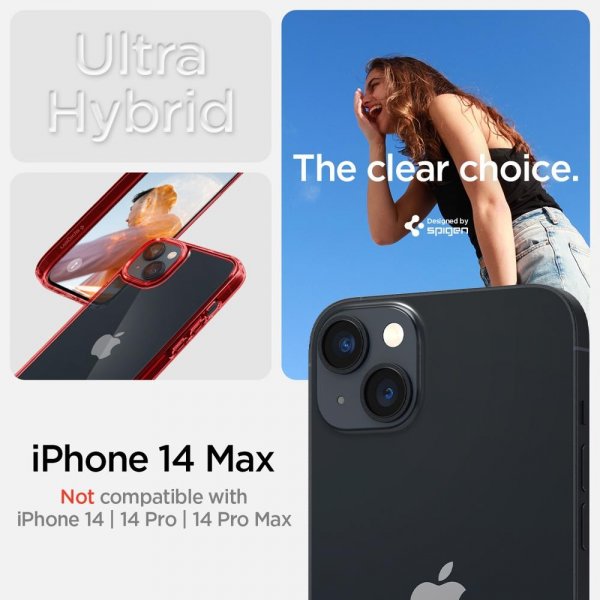 Spigen iPhone 14 Plus -suojakuori Ultra Hybrid Red Crystal