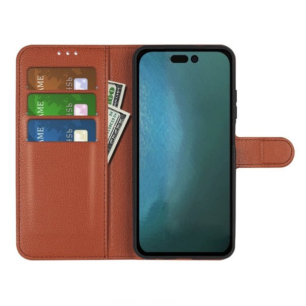 iPhone 14 -suojakotelo jalustalla, ruskea