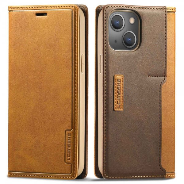 Lc.Imeeke iPhone 14 Plus -kotelo, korttitasku ulkopuolella, ruskea