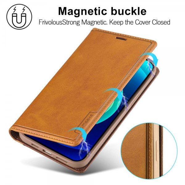 Lc.Imeeke iPhone 14 Plus -kotelo, korttitasku ulkopuolella, ruskea