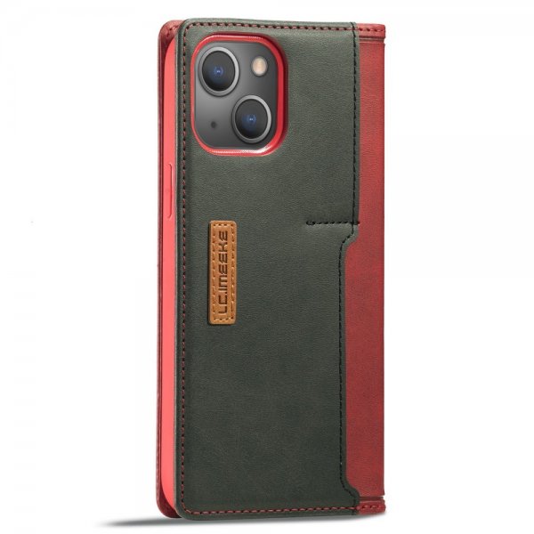 Lc.Imeeke iPhone 14 Plus -kotelo, korttitasku ulkopuolella, punainen