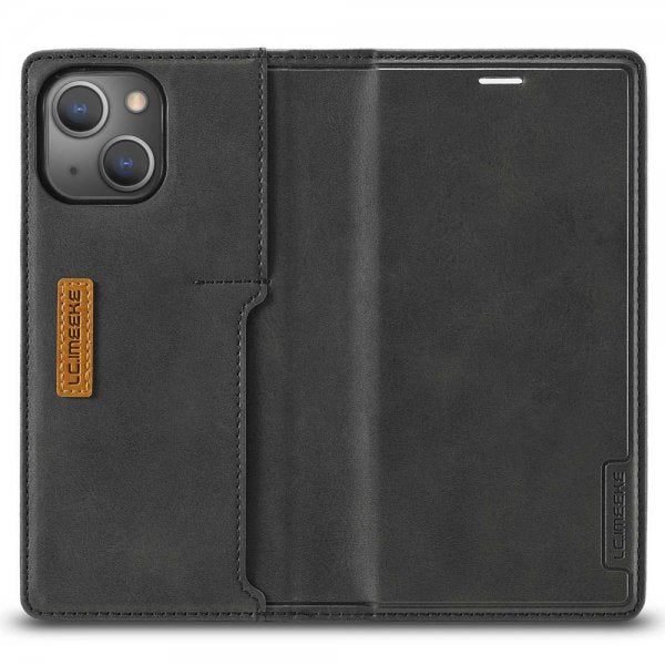 Lc.Imeeke iPhone 14 Plus -kotelo, jossa korttipaikka ulkopuolella, musta
