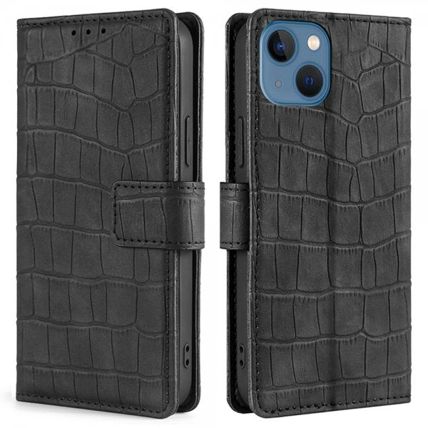 iPhone 14 Plus Krokotiilikuvioinen Kotelo Musta