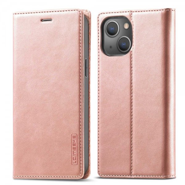 Lc.Imeeke iPhone 14 Plus Korttipaikallinen Flip-suojakotelo Ruusukulta