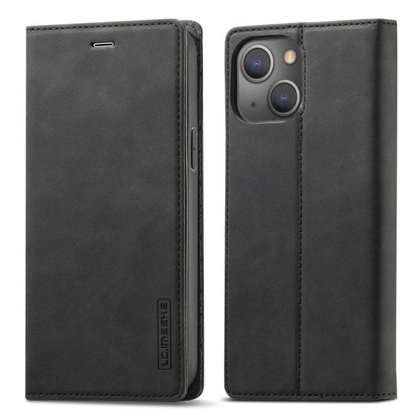 Lc.Imeeke iPhone 14 Plus -kotelo korttipaikalla, läppämallinen, musta