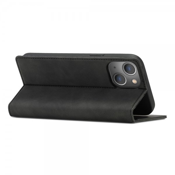 Lc.Imeeke iPhone 14 Plus -kotelo korttipaikalla, läppämallinen, musta