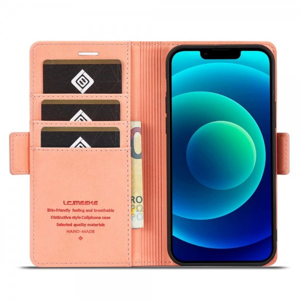 Lc.Imeeke iPhone 14 Plus -suojakuori korttipaikalla, vaaleanpunainen