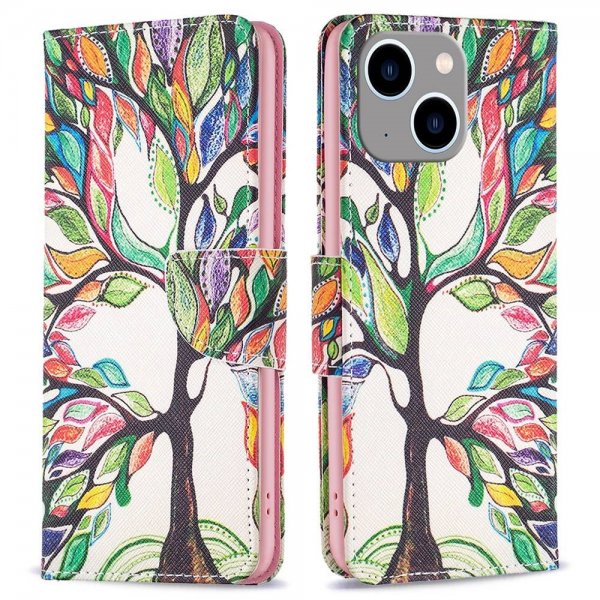iPhone 14 Plus -kuori, jossa kuvio värikäs puu