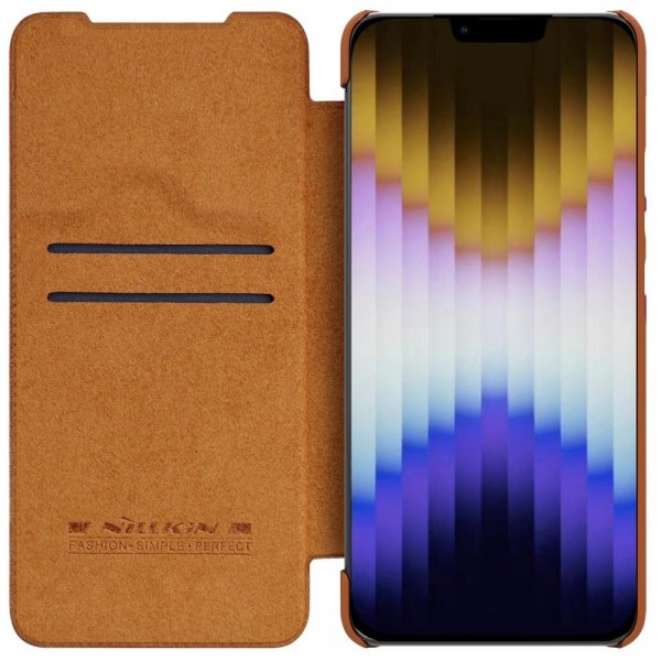 Nillkin iPhone 14 Plus -suojakotelo, Qin Pro Series, ruskea