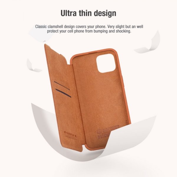 Nillkin iPhone 14 Plus -suojakotelo, Qin Pro Series, ruskea