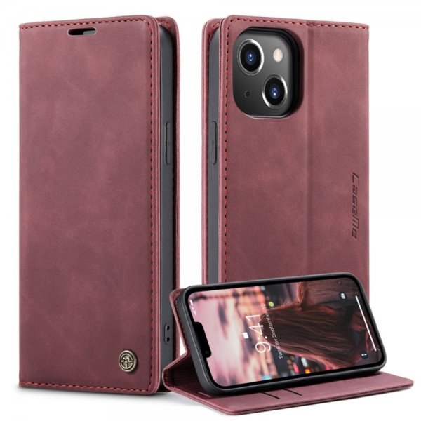 CaseMe iPhone 14 Plus Retro Flip -kotelo, punainen