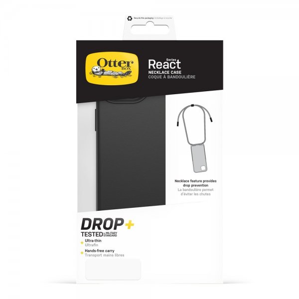 Otterbox iPhone 14 Plus/iPhone 15 Plus React Necklace MagSafe -suojakuori, musta