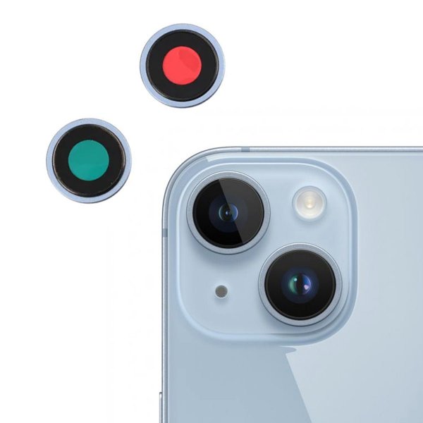 iPhone 14 Plus -kameran linssi kehyksellä - sininen