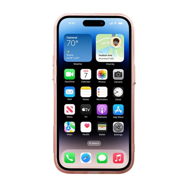 iPhone 14 Plus -kuori, kamerareunus, vaaleanpunainen