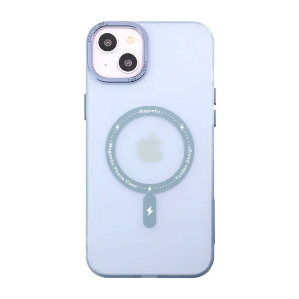 iPhone 14 Plus -kuori, kamerareunus, MagSafe, sininen