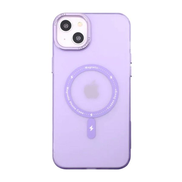 iPhone 14 Plus -kuori, kamerareunus, MagSafe, violetti