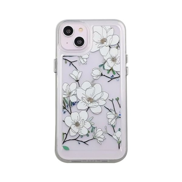 iPhone 14 Plus -kuori, jossa oksia ja kukkia -kuvio