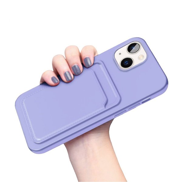 iPhone 14 Plus -kuoret korttipidikkeellä, violetti