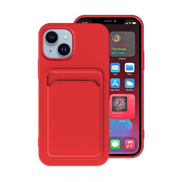 iPhone 14 Plus -kuoret korttipaikalla, punainen