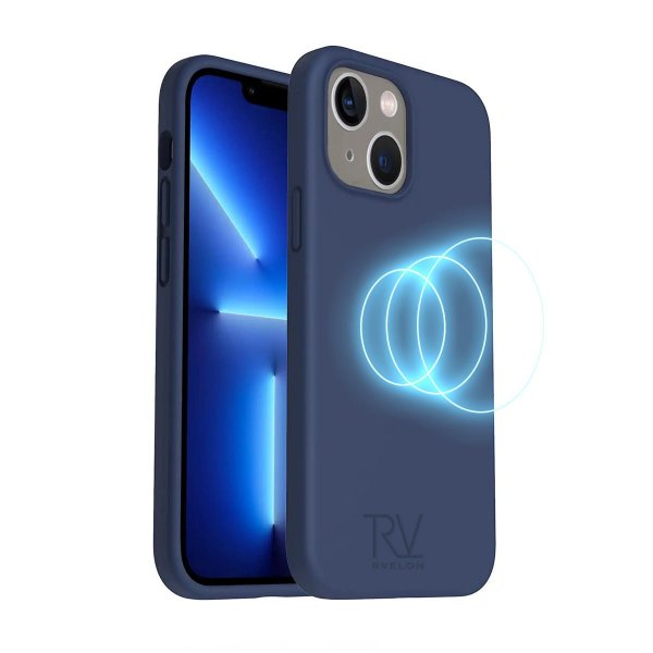Rvelon iPhone 14 Plus -silikonikuori MagSafe, sininen