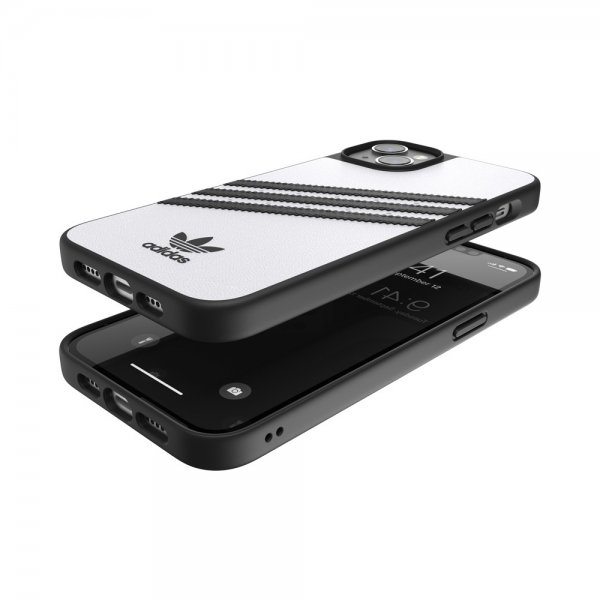 Adidas iPhone 14 Plus -kuori 3 Stripes Snap Case, valkoinen/musta