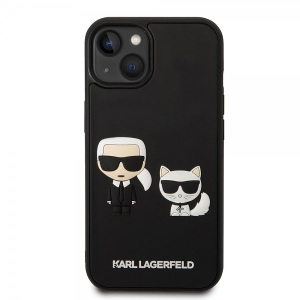 Karl Lagerfeld iPhone 14 Plus -suojakuori 3D Rubber Karl & Choupette Musta
