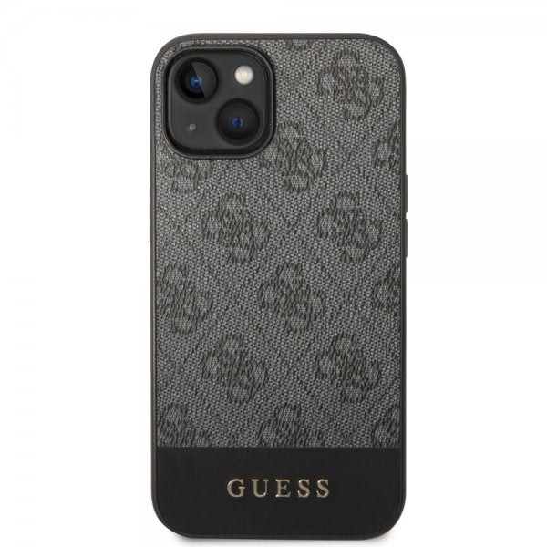Guess iPhone 14 Plus Kuori Bottom Stripe Metal Logo Harmaa