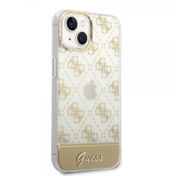 Guess iPhone 14 Plus Kuori Bottom Stripe Script Logo Kulta