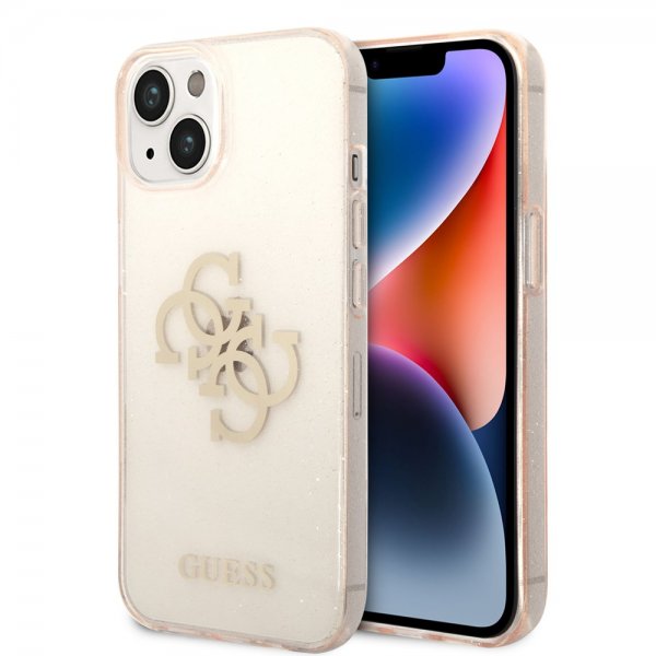 Guess iPhone 14 Plus -suojakuori, täyskimalle, kulta