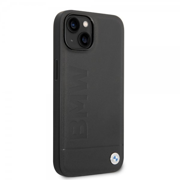 BMW iPhone 14 Plus Kuori Hot Stamp Metallilogo Musta