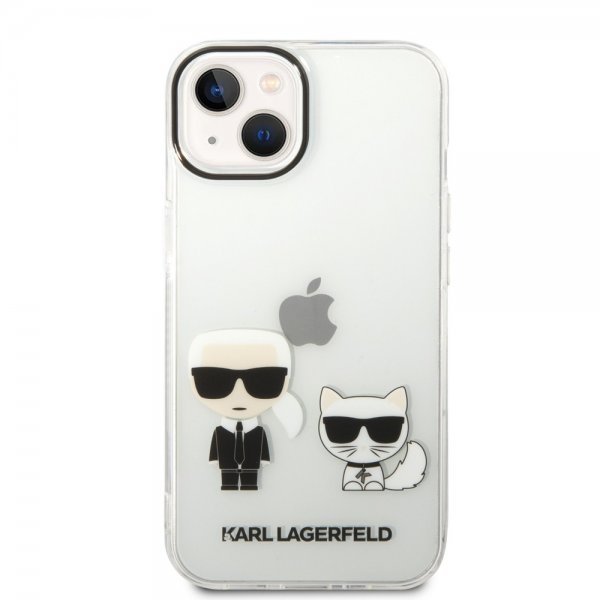 Karl Lagerfeld iPhone 14 Plus -suojakuori Karl & Choupette Gradient White