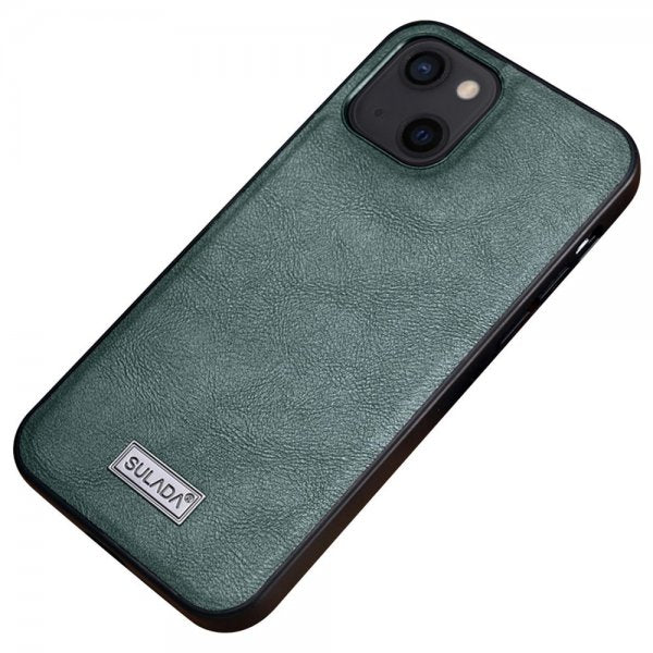 Sulada iPhone 14 Plus -kuori, nahkakuvioitu, vihreä