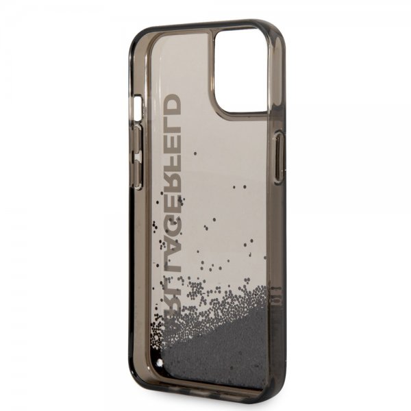 Karl Lagerfeld iPhone 14 Plus -suojakuori, Liquid Glitter, läpikuultava, musta