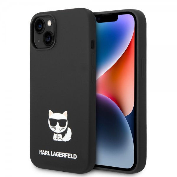 Karl Lagerfeld iPhone 14 Plus -suojakuori, Liquid Silicone Choupette, musta