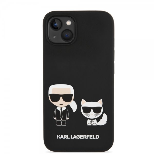 Karl Lagerfeld iPhone 14 Plus -kuori Liquid Silicone Karl & Choupette MagSafe, musta