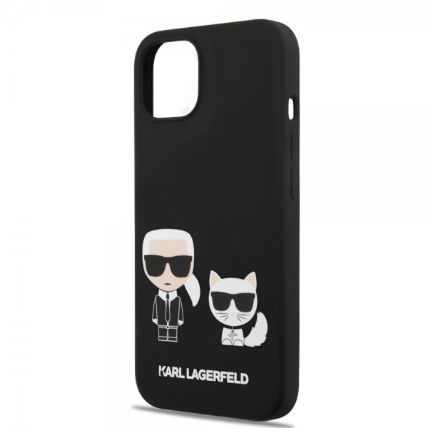 Karl Lagerfeld iPhone 14 Plus -kuori Liquid Silicone Karl & Choupette MagSafe, musta