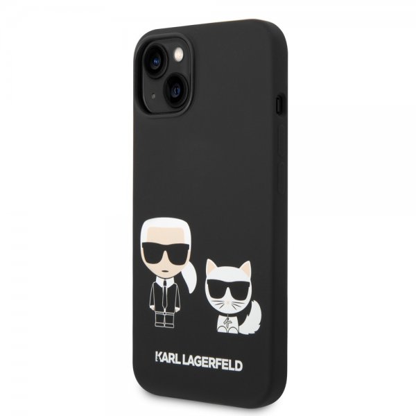 Karl Lagerfeld iPhone 14 Plus -kuori Liquid Silicone Karl & Choupette Musta