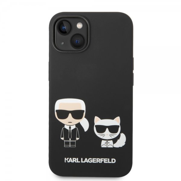 Karl Lagerfeld iPhone 14 Plus -kuori Liquid Silicone Karl & Choupette Musta